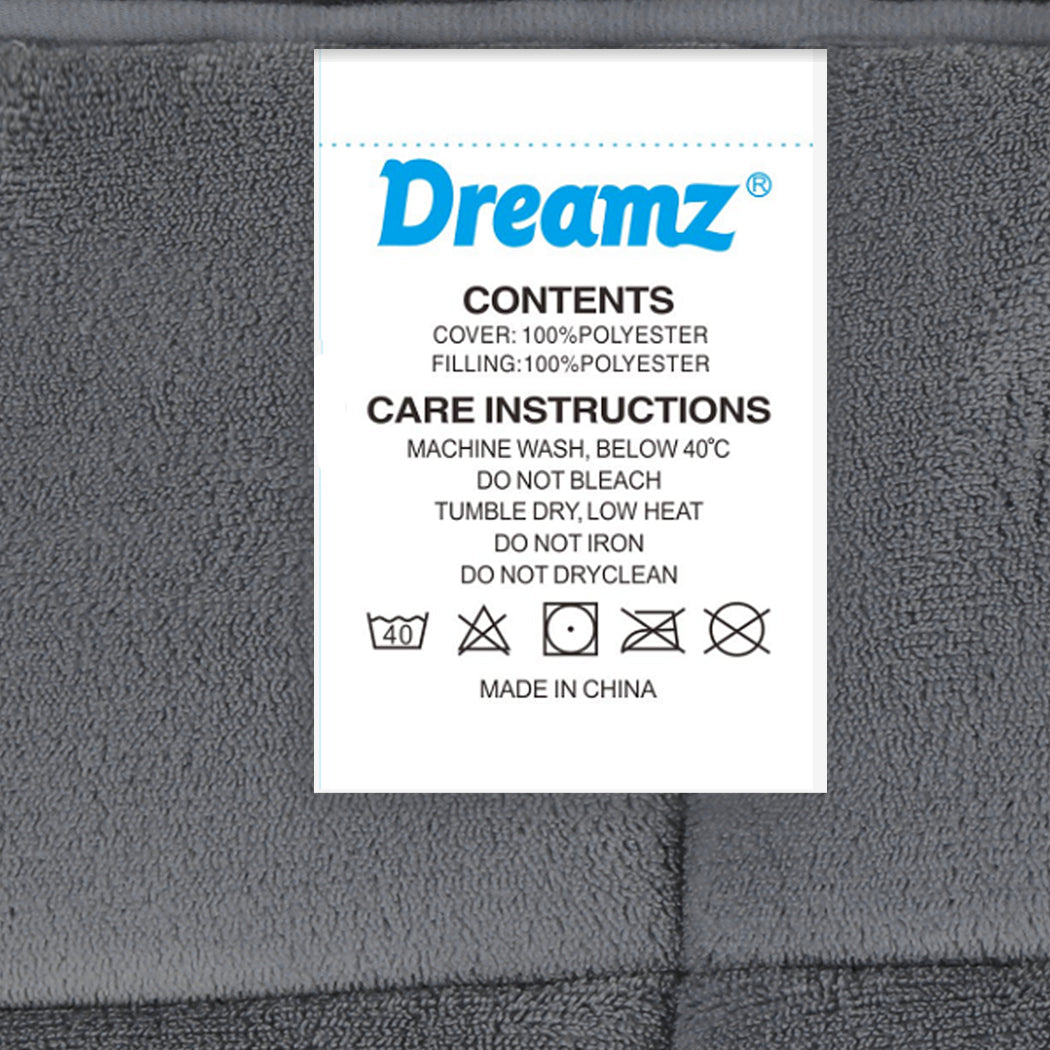 Dreamz Quilt Doona Comforter Blanket Grey King