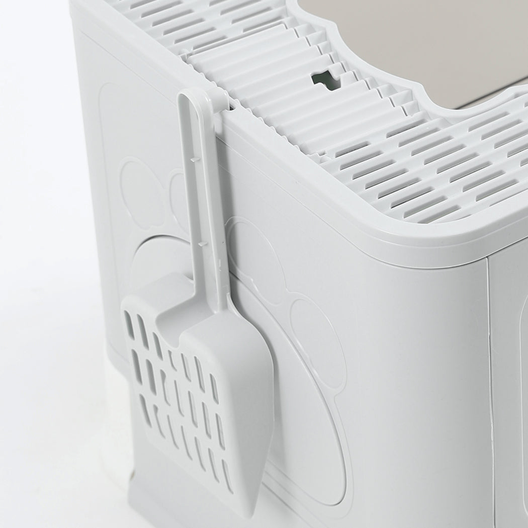 Pawz Foldable Cat Litter Box Tray Enclosed Grey Space Saving And Easy Clean Solution For Cats