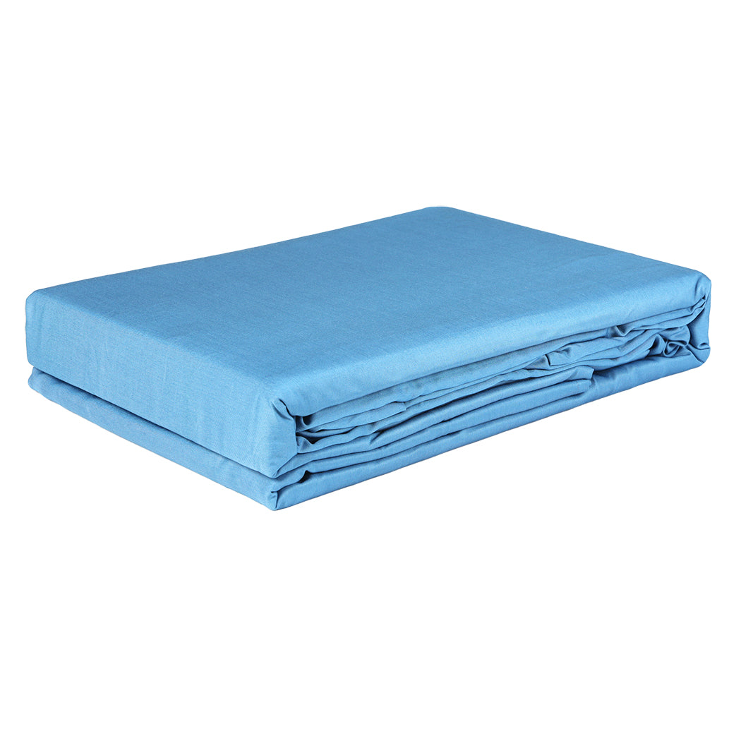 Dreamz 4Pcs Double Size 100% Bamboo Bed Sheet Set In Blue Colour Soft Cool Breathable