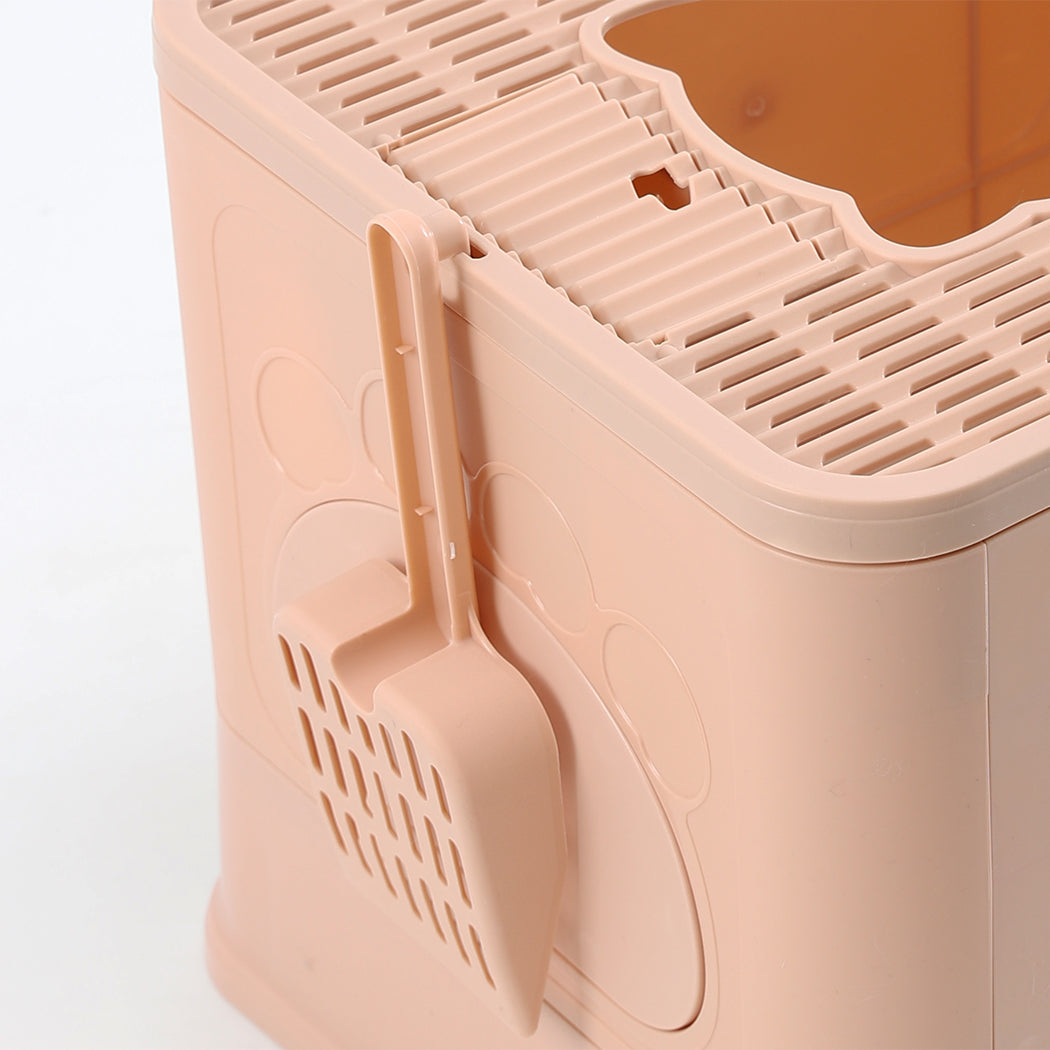 Pawz Foldable Cat Litter Box Tray Enclosed Pink