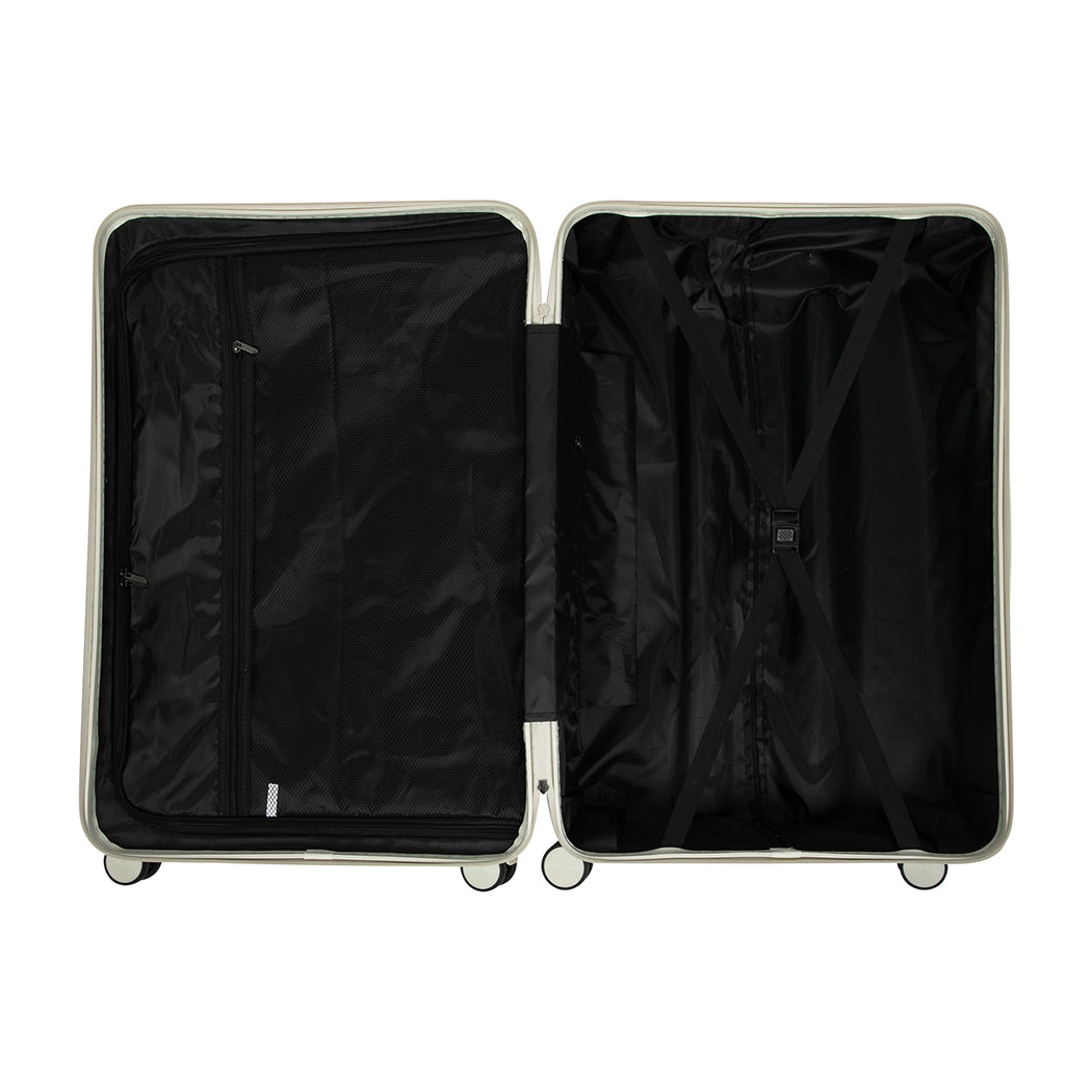 2Pc Luggage Suitcase Trolley White 14"+20"