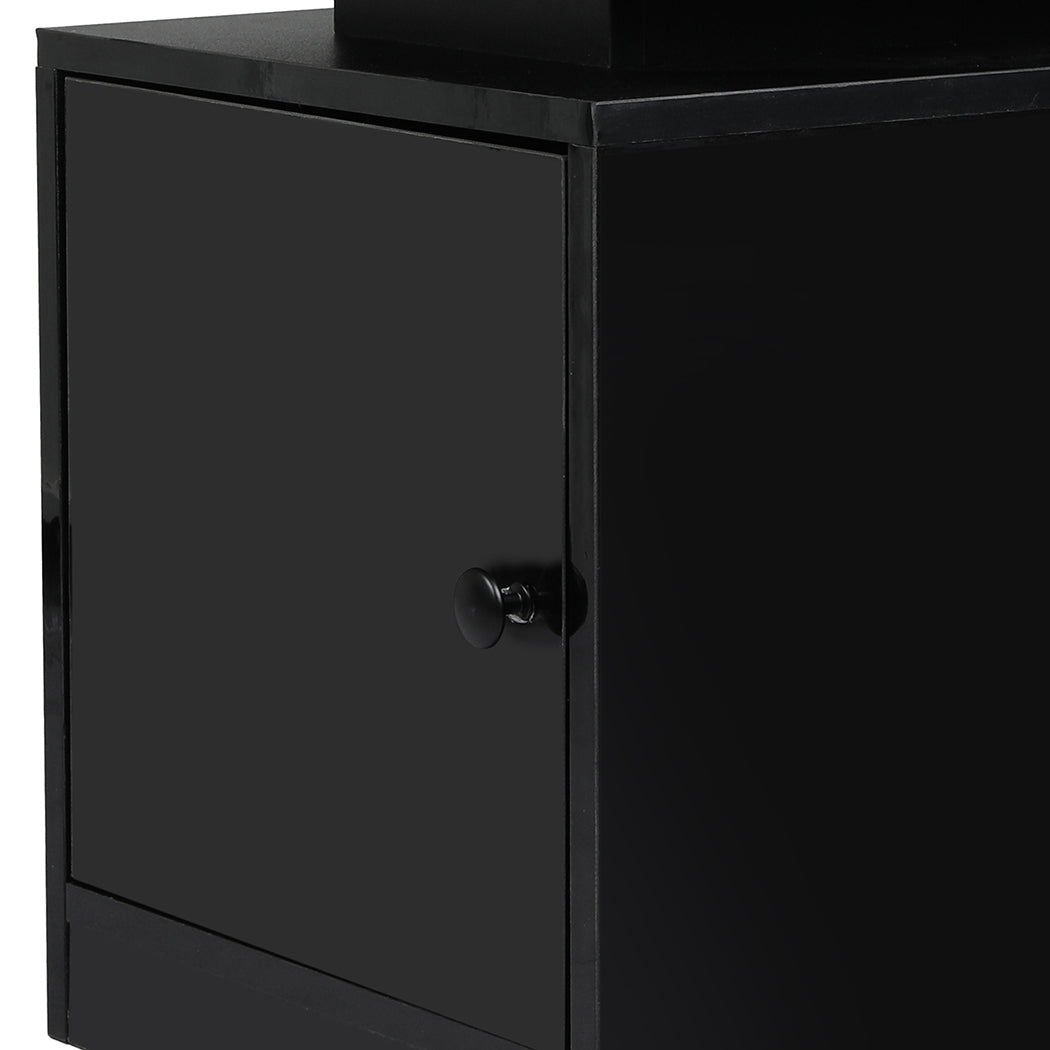 Bedside Table With Usb Charger Outlet And Rgb Lights Black Modern Nightstand For Bedroom
