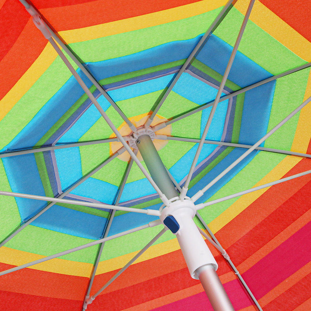 2M Colorful Outdoor Beach Umbrella Sand Shade For Sunny Coastal Relaxation