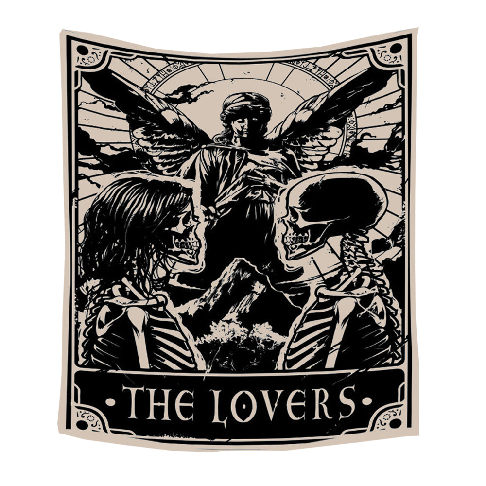 Tapestry Black Beige Lovers 95X70 Cm Tarot Card Psychedelic Scene Art Tapestries