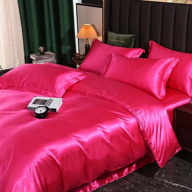 Beddings Hot Pink Eu Single Size Duvet Cover Set Luxury Polyester
