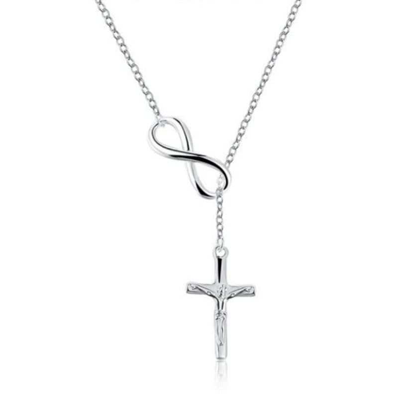 Veile Studios Infinite Crucifix Chain Pendant Necklace Silver