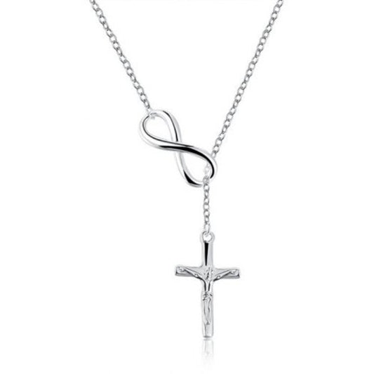 Veile Studios Infinite Crucifix Chain Pendant Necklace Silver