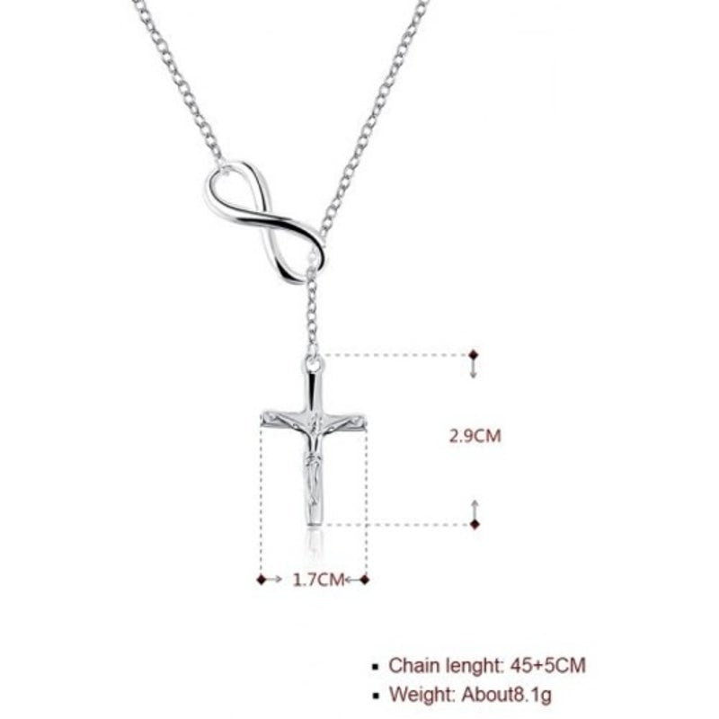 Veile Studios Infinite Crucifix Chain Pendant Necklace Silver