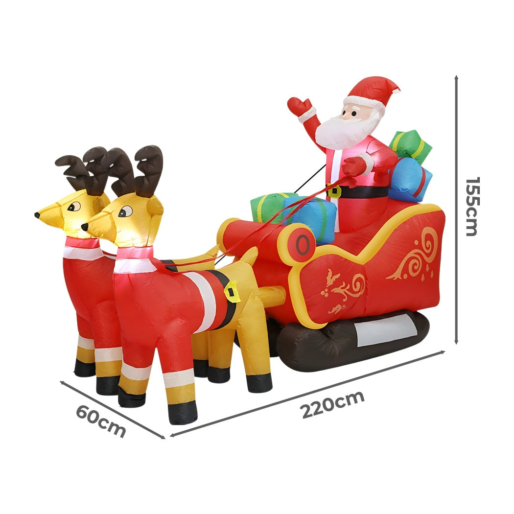 Santaco Led Inflatable Sleigh Reindeer 2.2M