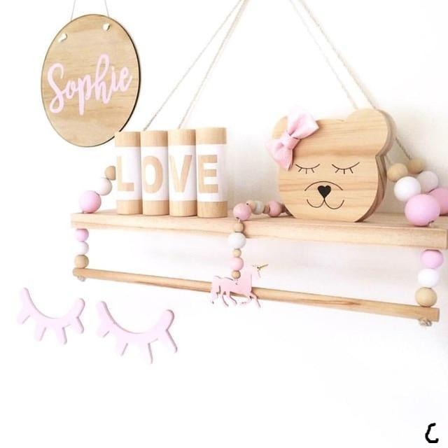 Nordic Style Beads Hanging Display Rack Wall Shelf