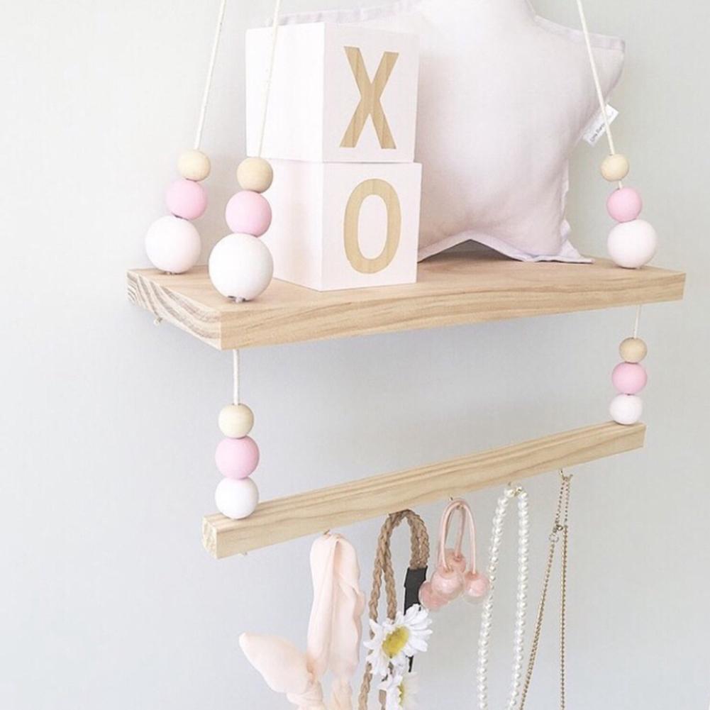 Nordic Style Beads Hanging Display Rack Wall Shelf