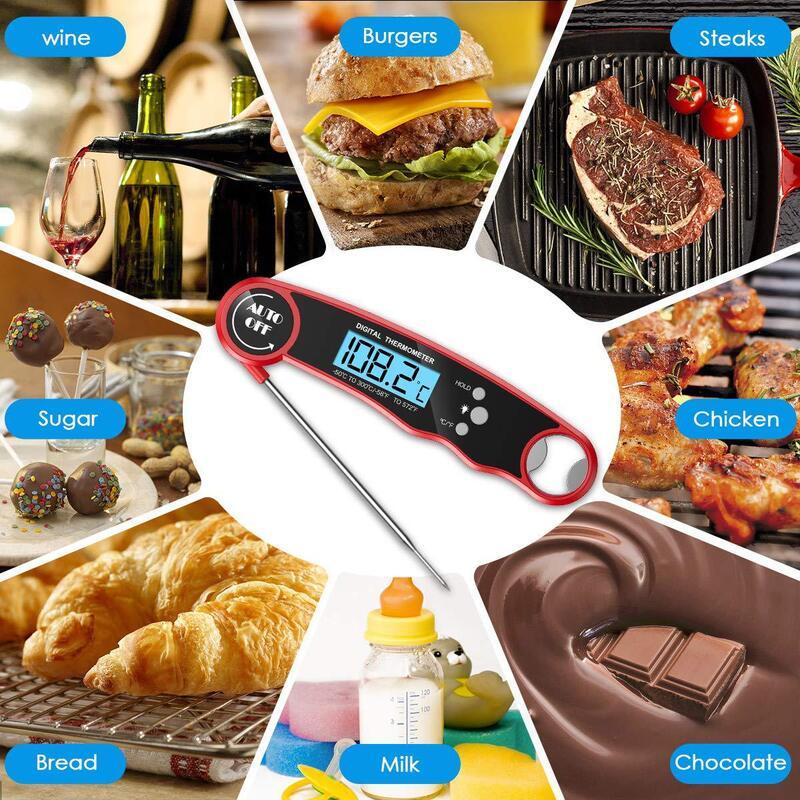 Cooking Thermometers Instant Meat Ultra Fast Waterproof Digital Food With 4.6 Folding Probe Calibration Function Kitchen