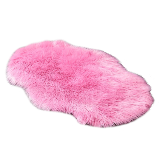 60X90cm Irregular Artificial Wool Fur Soft Plush Rug Carpet Mat Pink