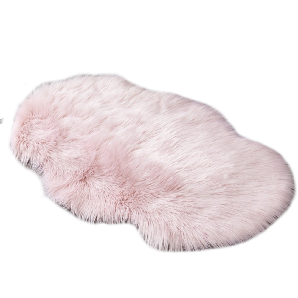 60X90cm Irregular Artificial Wool Fur Soft Plush Rug Carpet Mat Light Pink