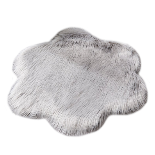 60X60cm Irregular Artificial Wool Fur Soft Plush Rug Carpet Mat Light Grey