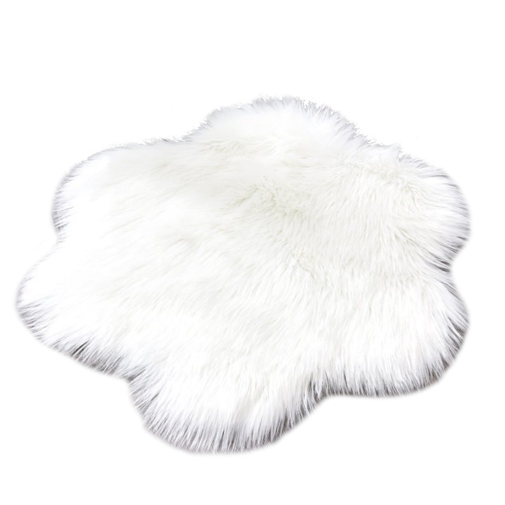 60X60cm Irregular Artificial Wool Fur Soft Plush Rug Carpet Mat White