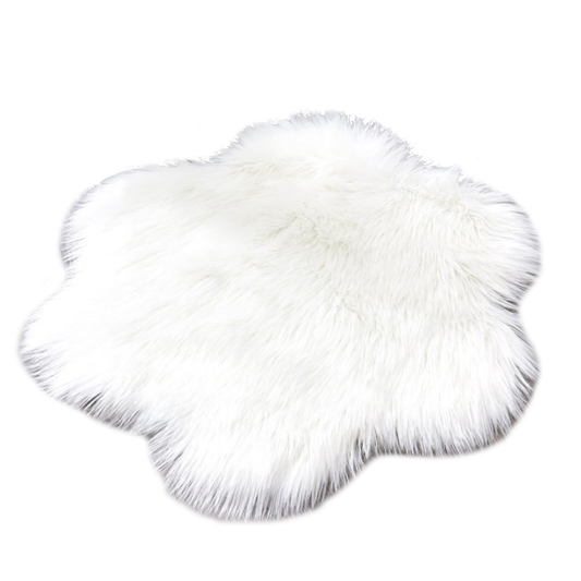 60X60cm Irregular Artificial Wool Fur Soft Plush Rug Carpet Mat White