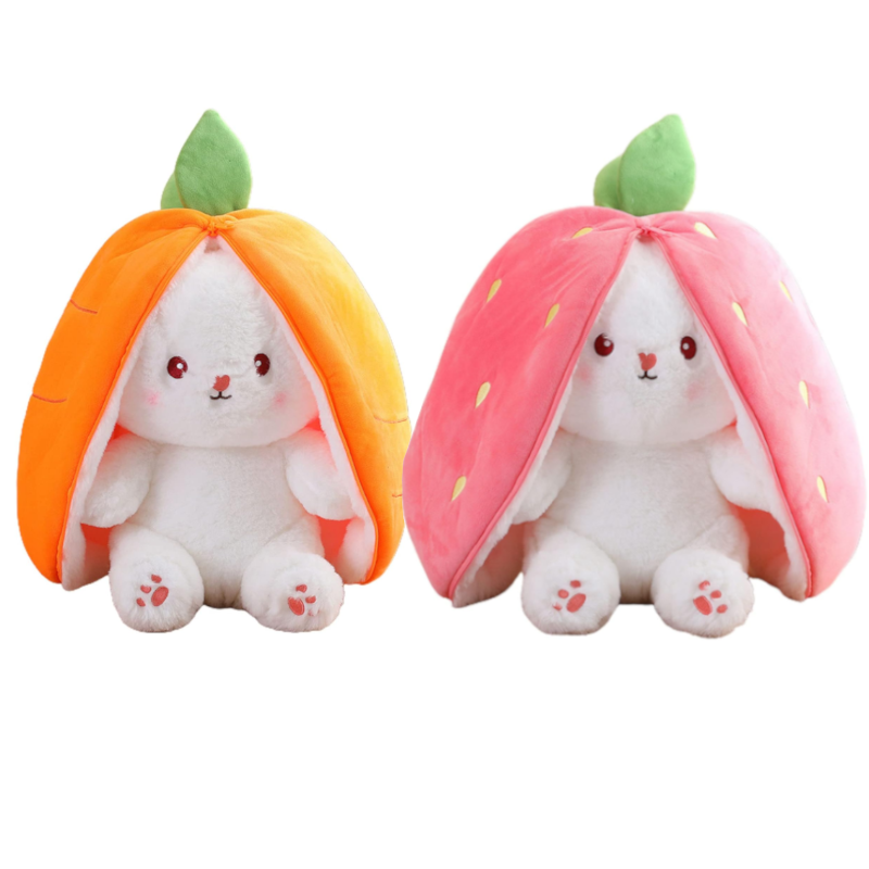 Fruit Transfigured Bunny Plush Toy Cute Carrot Strawberry Turn Into
