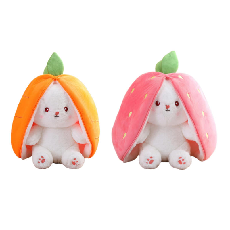Fruit Transfigured Bunny Plush Toy Cute Carrot Strawberry Turn Into