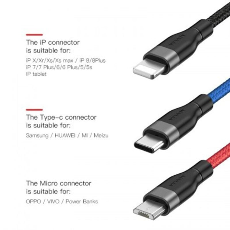 3 In 1 Usb Cable For Mobile Phone Micro Type Charger Multi 30Cm
