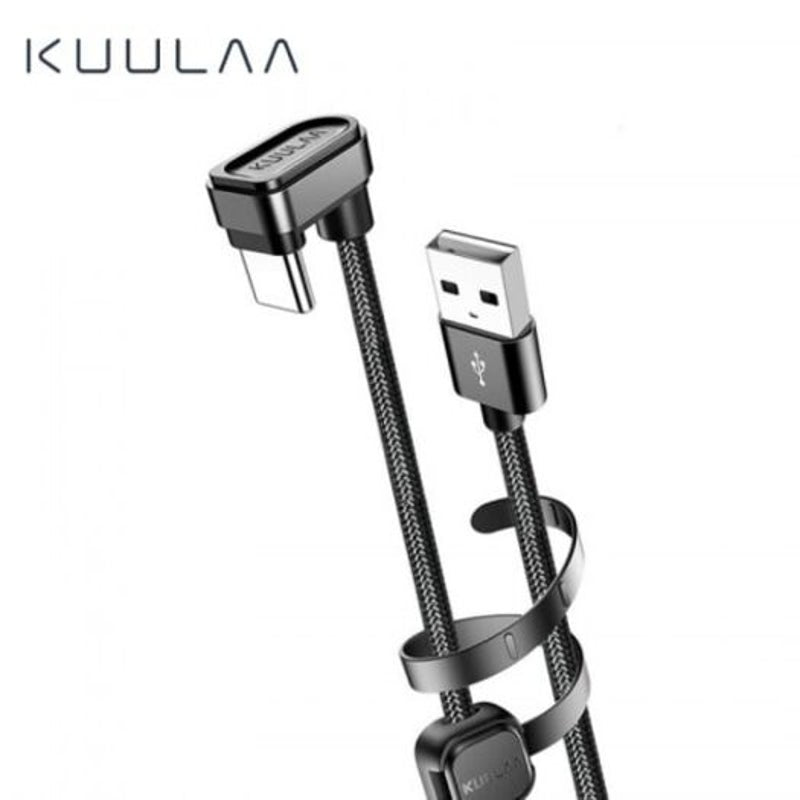 Nylon Usb Type C Cable 180 Degree Fast Charger Mobile Game Elbow Data Line Black 1M