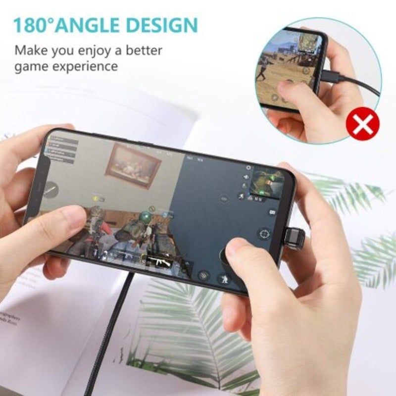 Nylon Usb Type C Cable 180 Degree Fast Charger Mobile Game Elbow Data Line Black 1M