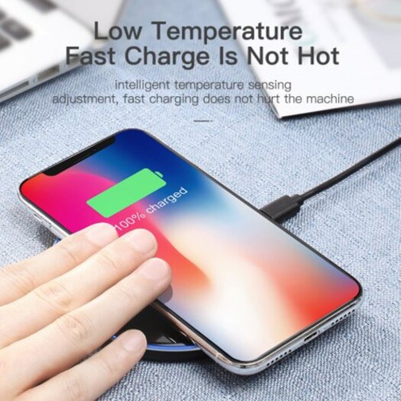 Qi Mirror Wireless Charger 10W With Led Light Fast Charging For Iphone Samsung Black
