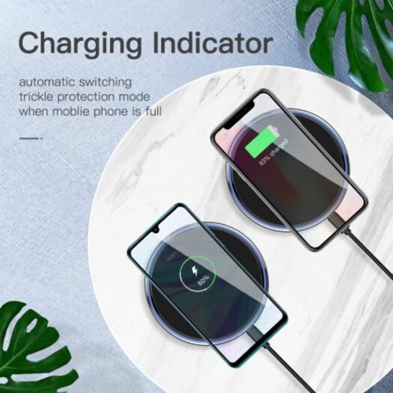 Qi Mirror Wireless Charger 10W With Led Light Fast Charging For Iphone Samsung Black