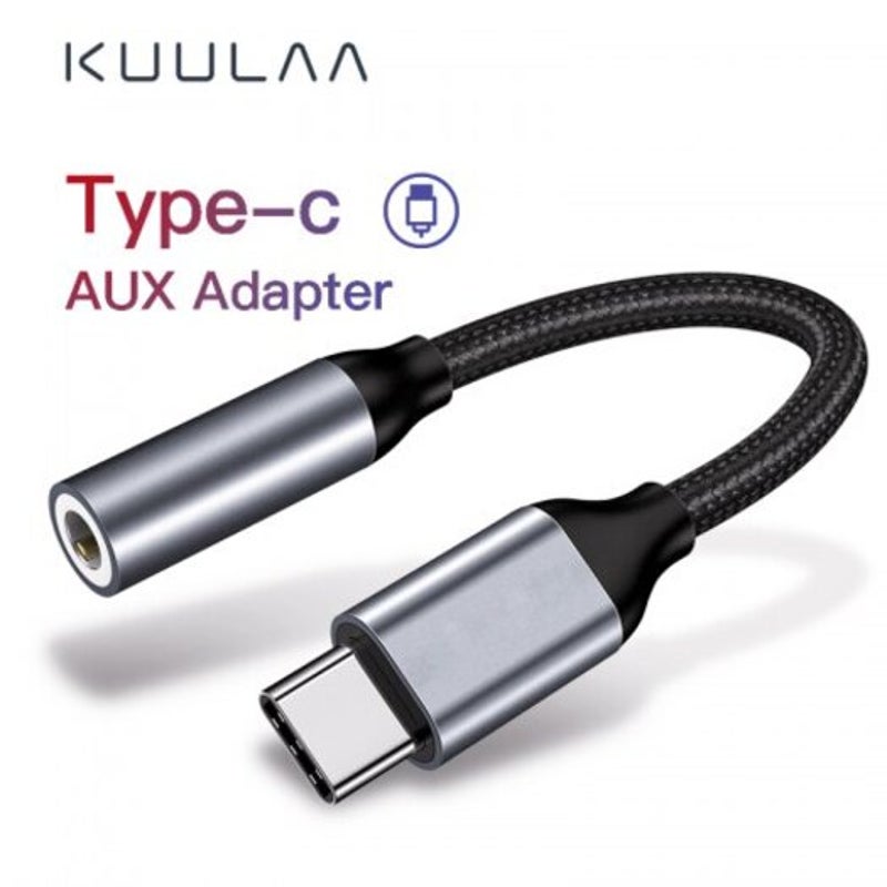 Type C To 3.5Mm Jack Earphone Cable Headphone Audio Adapter For Huawei Xiaomi Dark Gray