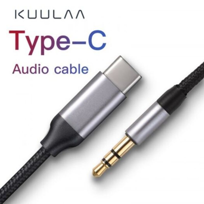 Usb C To 3.5Mm Aux Headphones Type Jack Adapter For Huawei Xiaomi Dark Gray 1M