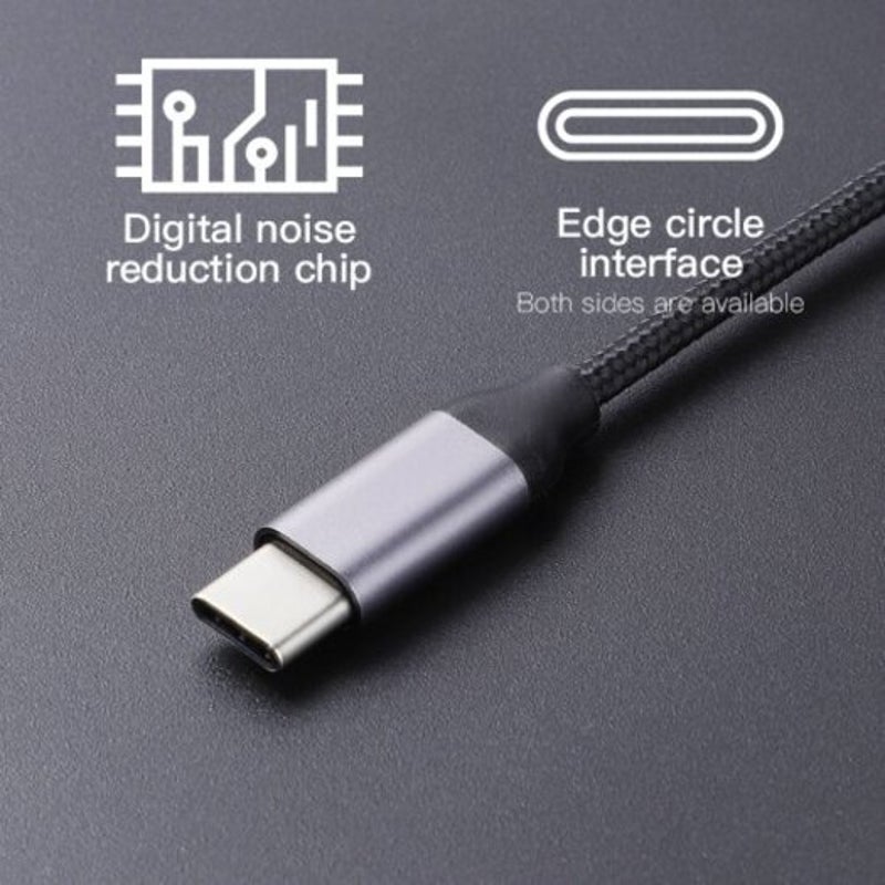Usb C To 3.5Mm Aux Headphones Type Jack Adapter For Huawei Xiaomi Dark Gray 1M