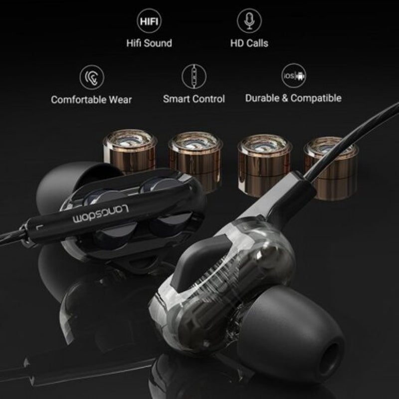 D4c Earphonewith Mic 3.5Mm Hifi Earphones Headset Black With