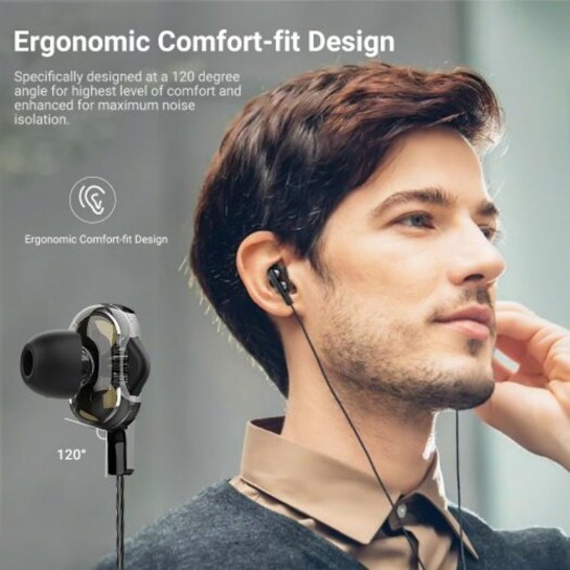 D4c Earphonewith Mic 3.5Mm Hifi Earphones Headset Black With