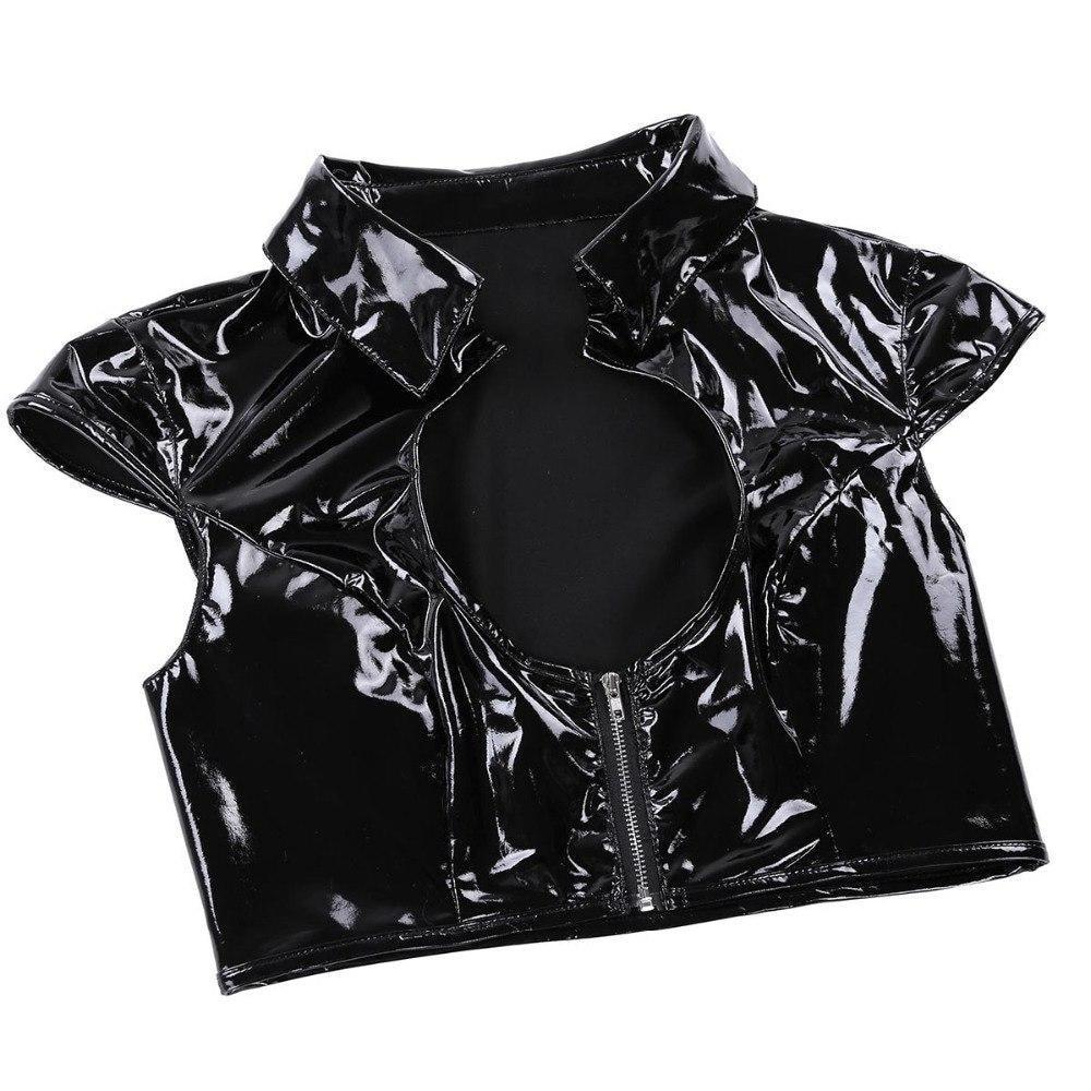 Black Latex School Girl Outfit Costume Cosplay Roleplay