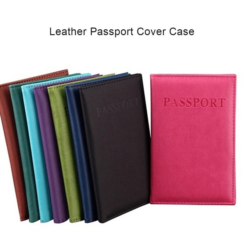 Pu Leather Travel Passport Cover Protective Card Case Protector Women Men Purple