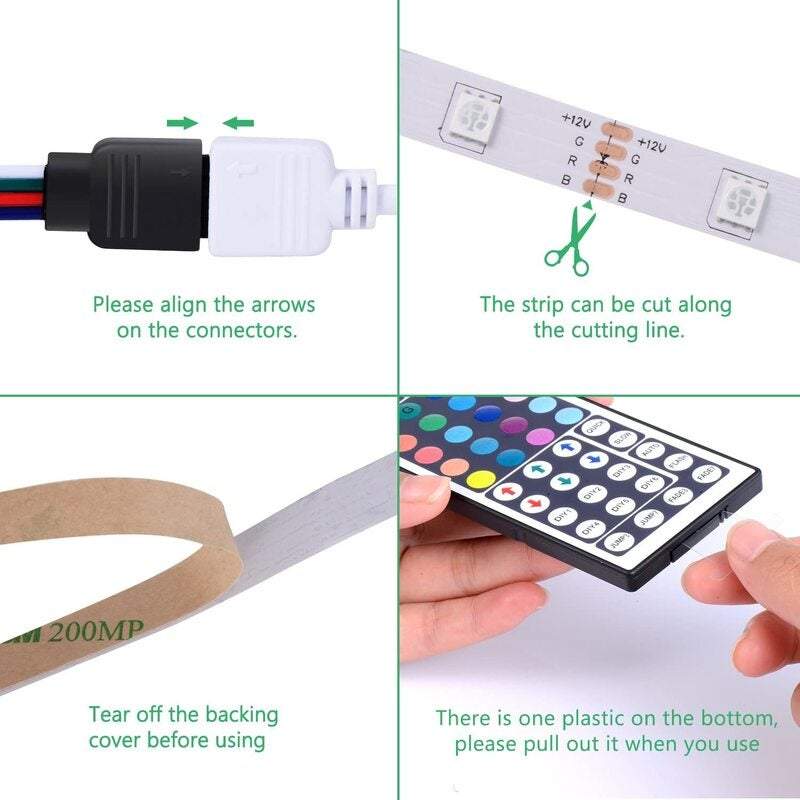 5M Led Light Bar Strip Lights Rgb 5050 Colour Changing Remote Control