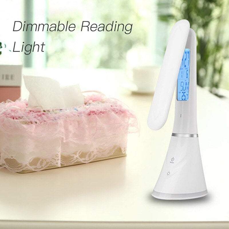 Table Desk Lamps Leds Touch Control Usb Rechargeable Dimmable Reading Light With Alarm Clock Calendar Temperature Lcd Di