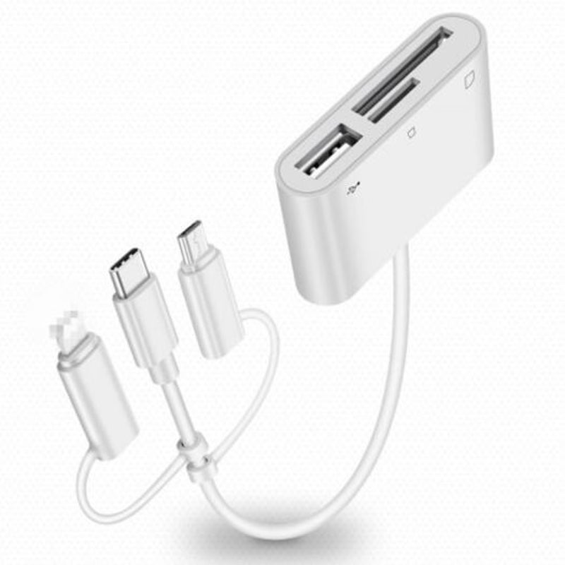 4 In 1 Card Reader Adapter To Sd Tf Usb Charge Port For Iphone Type Android B 3
