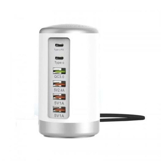 65W Multi Port Usb Charger Hub Qc 3.0 Fast Type Pd Phone Dock Station White