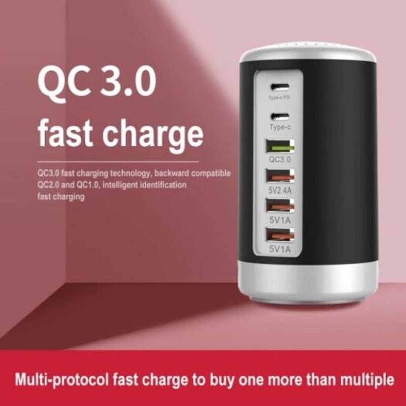 65W Multi Port Usb Charger Hub Qc 3.0 Fast Type Pd Phone Dock Station White