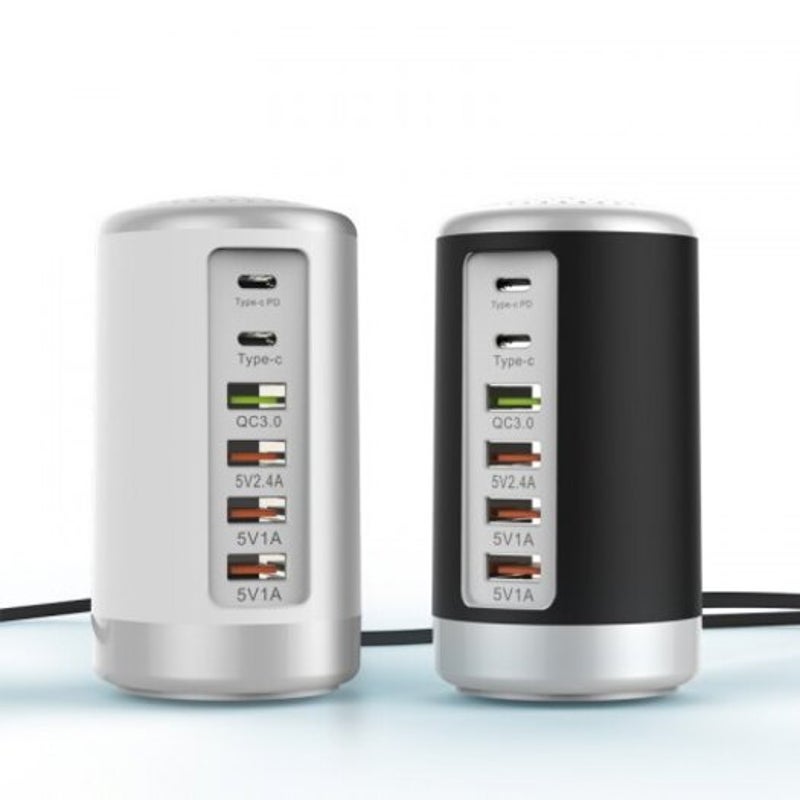 65W Multi Port Usb Charger Hub Qc 3.0 Fast Type Pd Phone Dock Station White