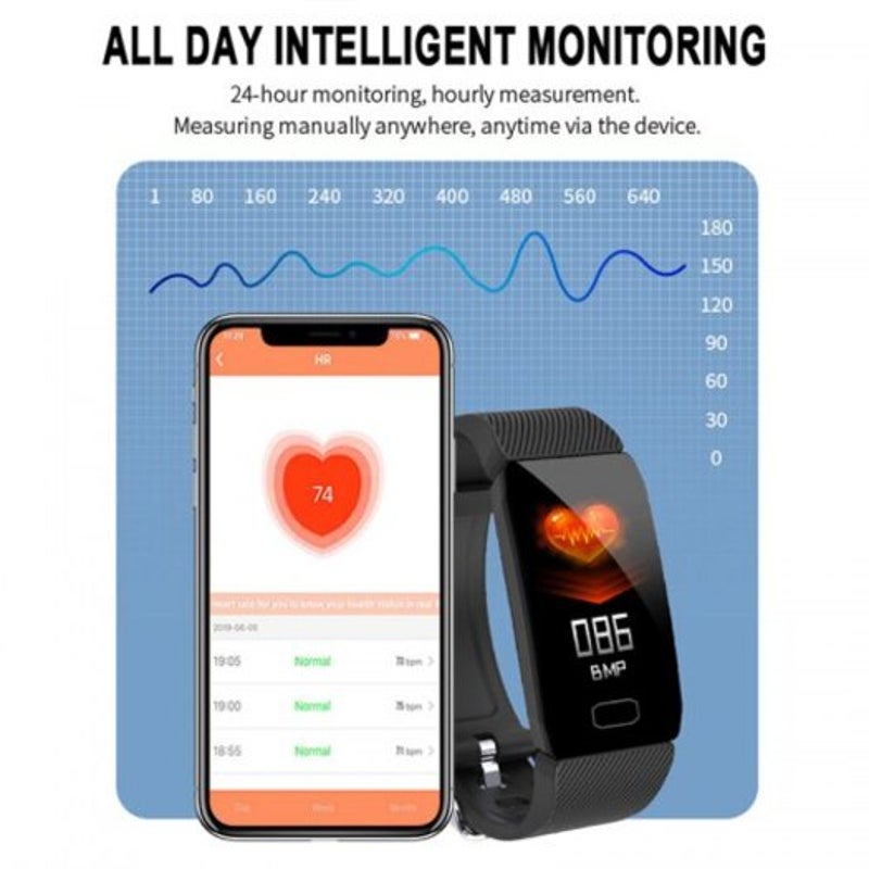 Smart Band Blood Pressure Heart Rate Monitor Fitness Tracker Watch Bracelet Black
