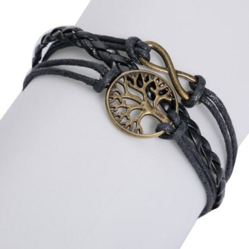 Veile Studios Life Tree 8 Shape Layered Bracelet Black