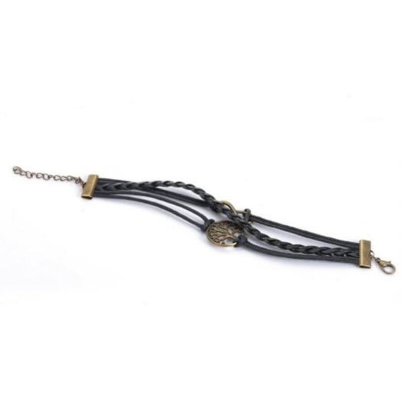 Veile Studios Life Tree 8 Shape Layered Bracelet Black