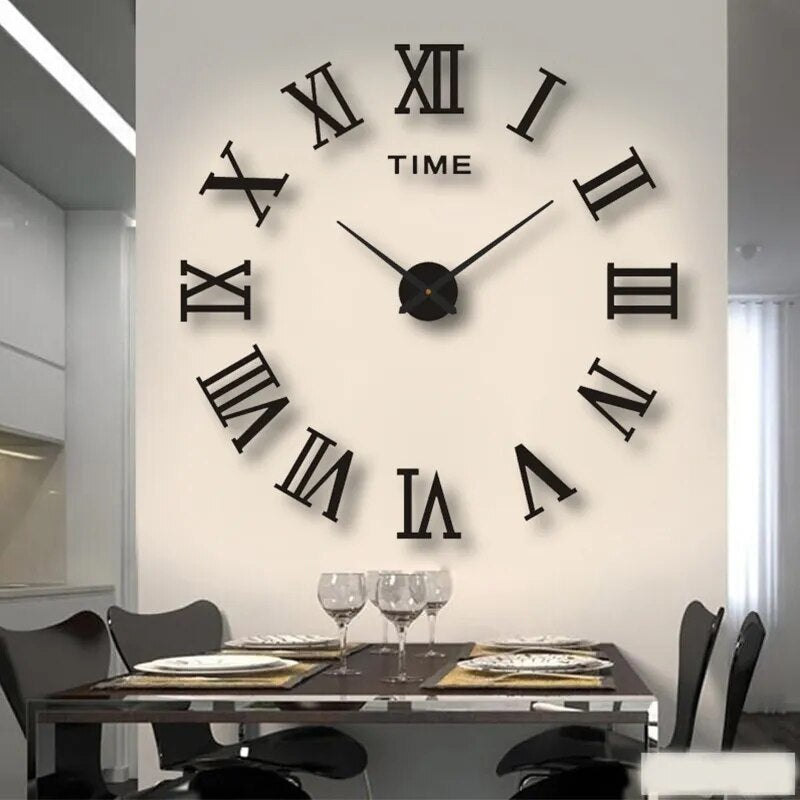 Wall Clock Gold Design 27 Inch 3D Diy Mirror Acrylic Sticker Quartz Watch