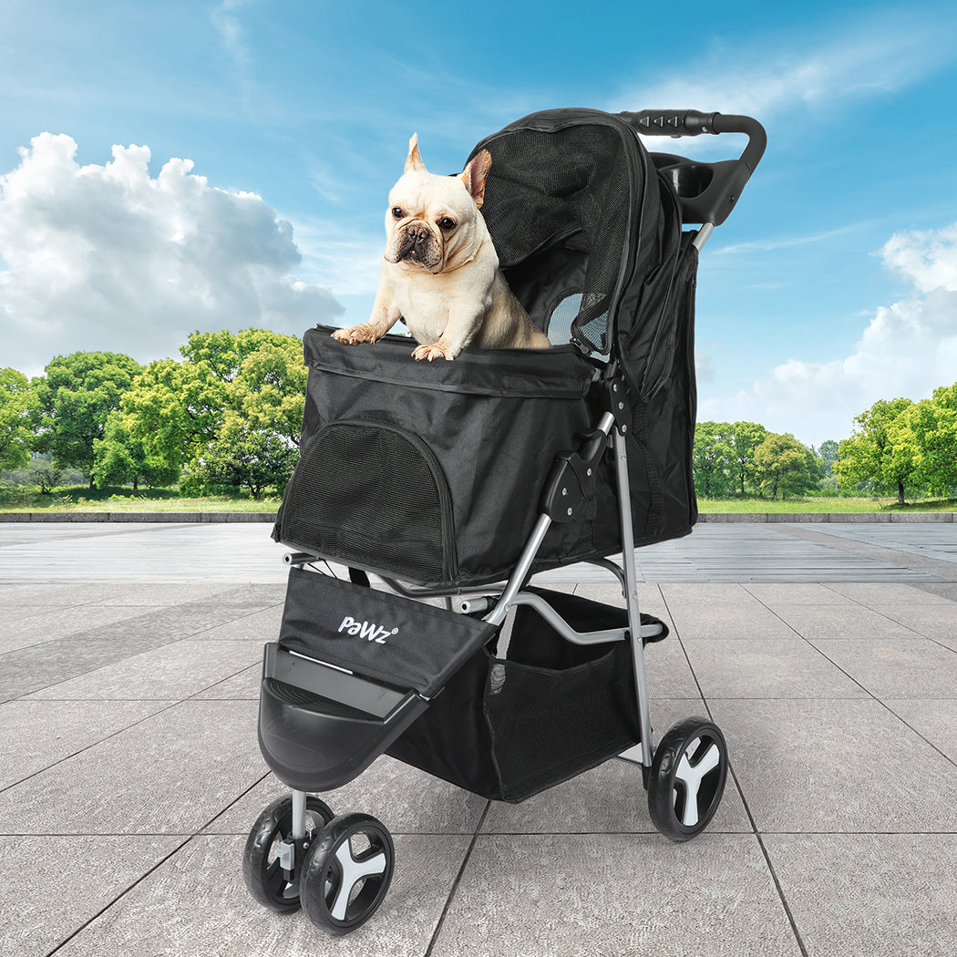 Pawz Large Pet Stroller Dog Cat Carrier Black