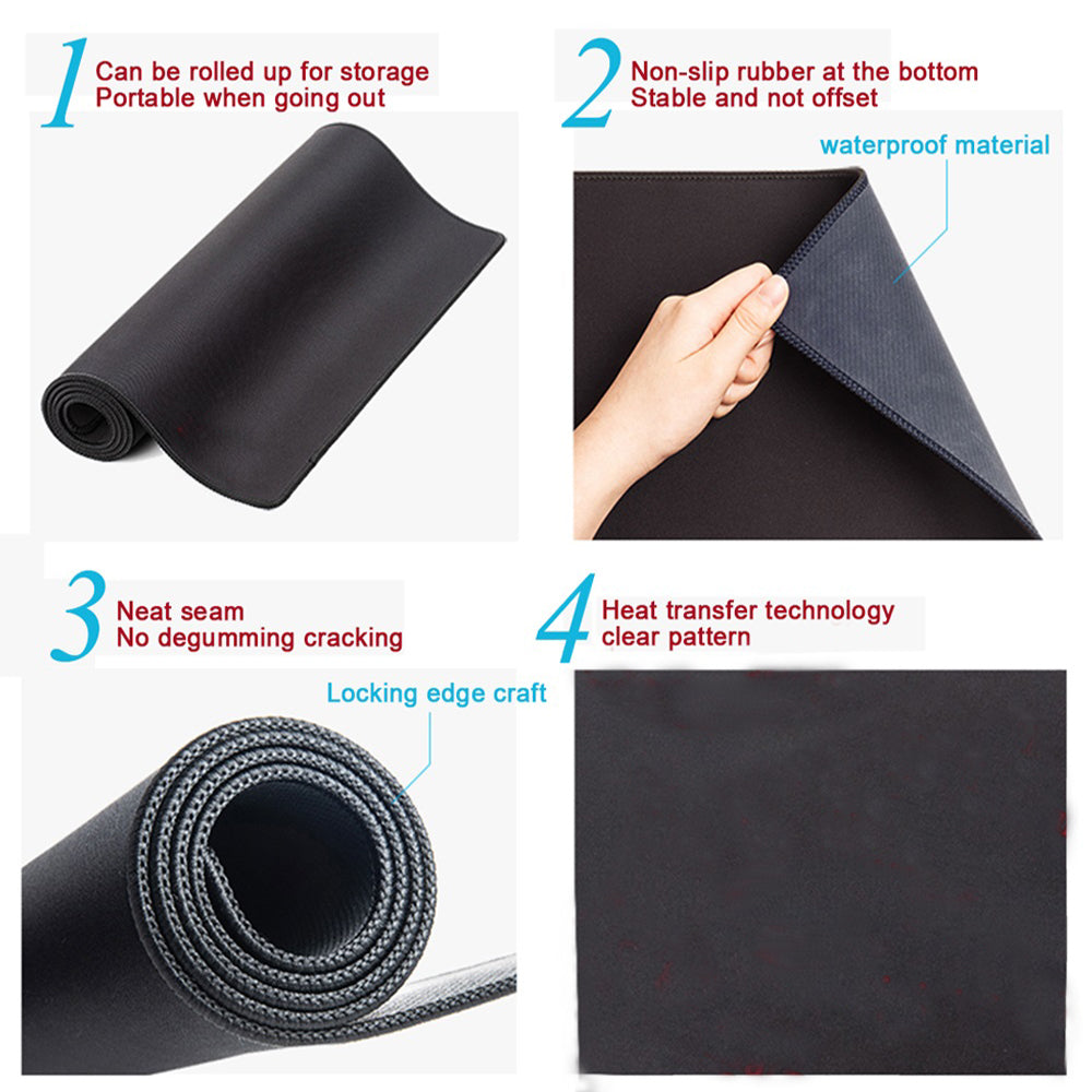 Mouse Pad Green 300X600x2mm Leaves Non Slip Rubber Mat For Computers Laptops