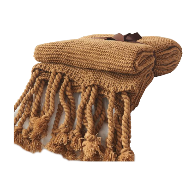 1 Sets of Hod Health & Home 1 Sets Of Long Tassel Knitted Blanket Throw