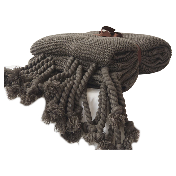 1 Sets of Hod Health & Home 1 Sets Of Long Tassel Knitted Blanket Throw