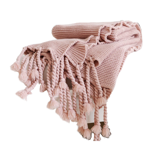 1 Sets of Hod Health & Home 1 Sets Of Long Tassel Knitted Blanket Throw